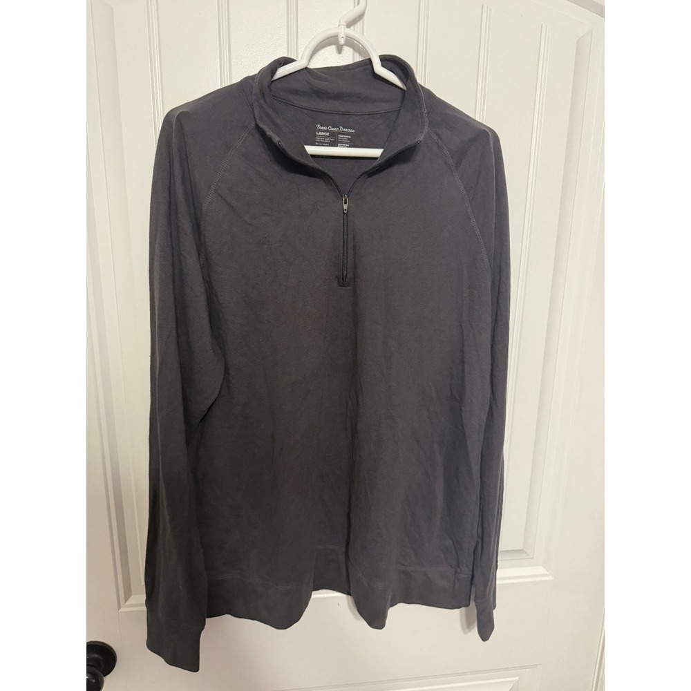 Fresh Clean Threads Quarter Zip Pullover Mens Large Charcoal Grey Mock Neck EUC